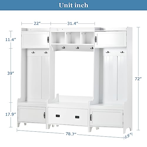 White Hall Tree with Bench and Shoe Storage S61123