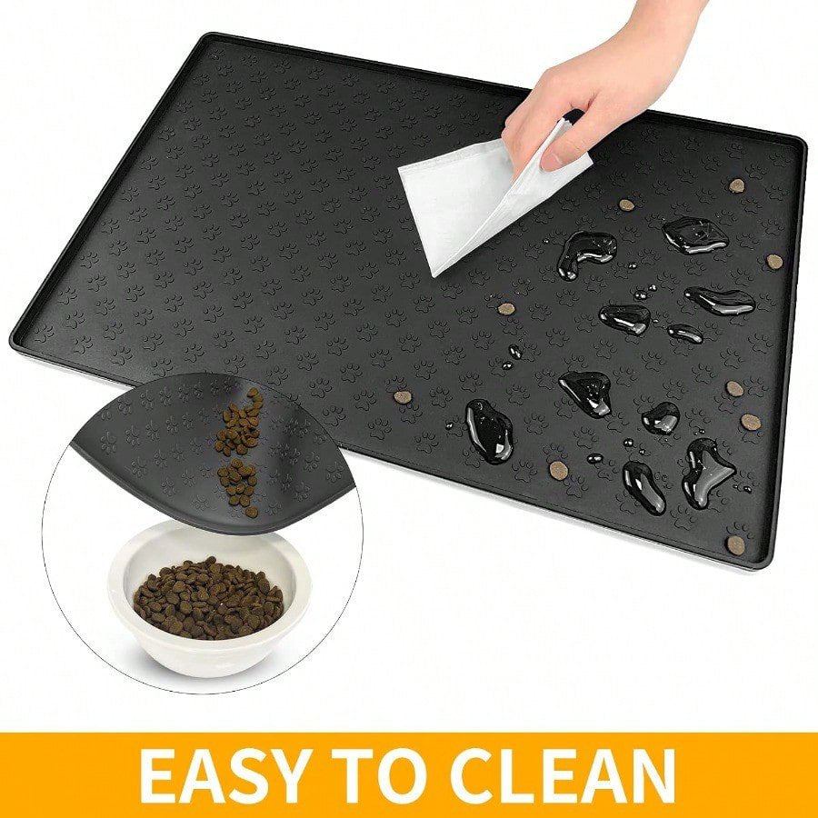 Black 31.5 23.6 Silicone Pet Placemat Y378848