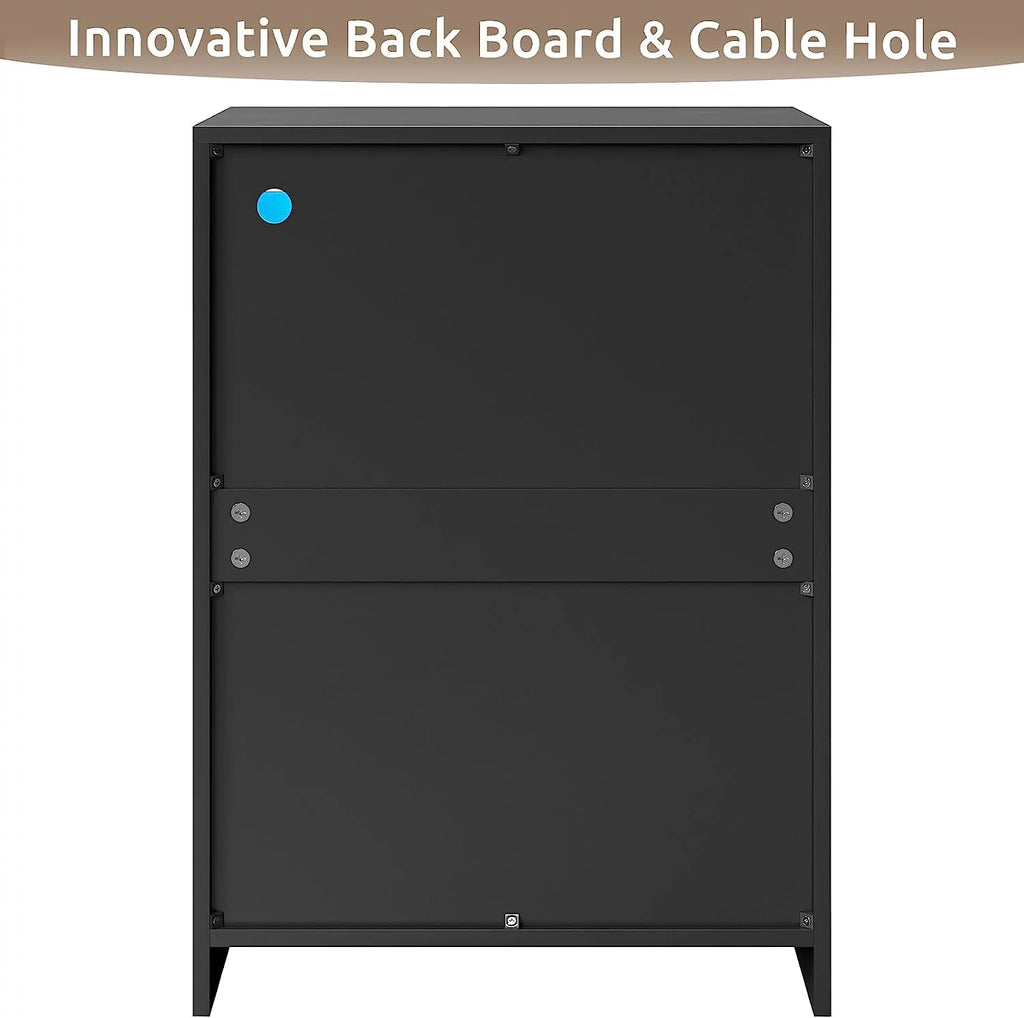 3 Drawers Black Dresser with LED Lights O934