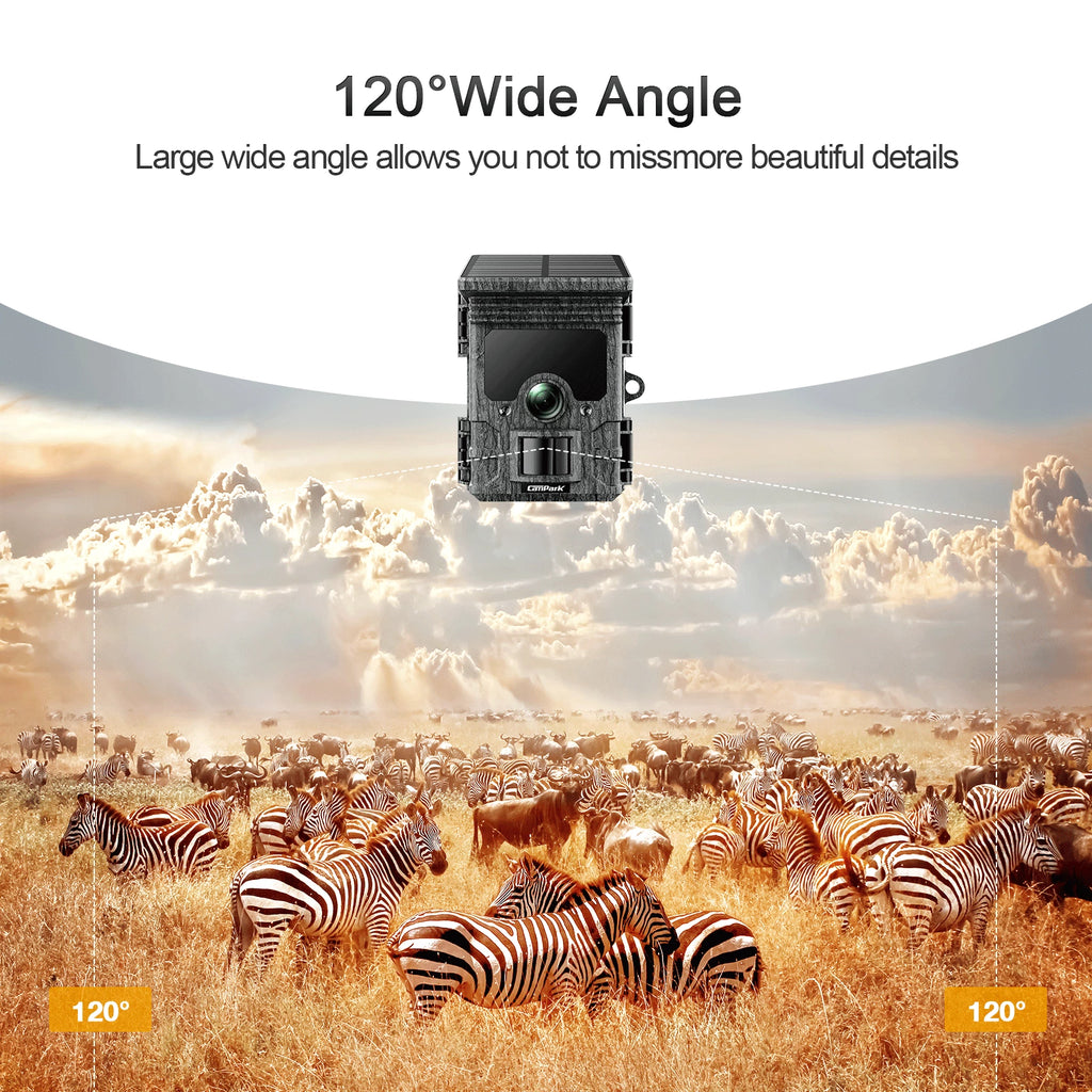 Solar Powered Trail Camera with SD Card Rechargeable 4400mAh 4K 48MP WiFi Night Vision Waterproof IP66 S454
