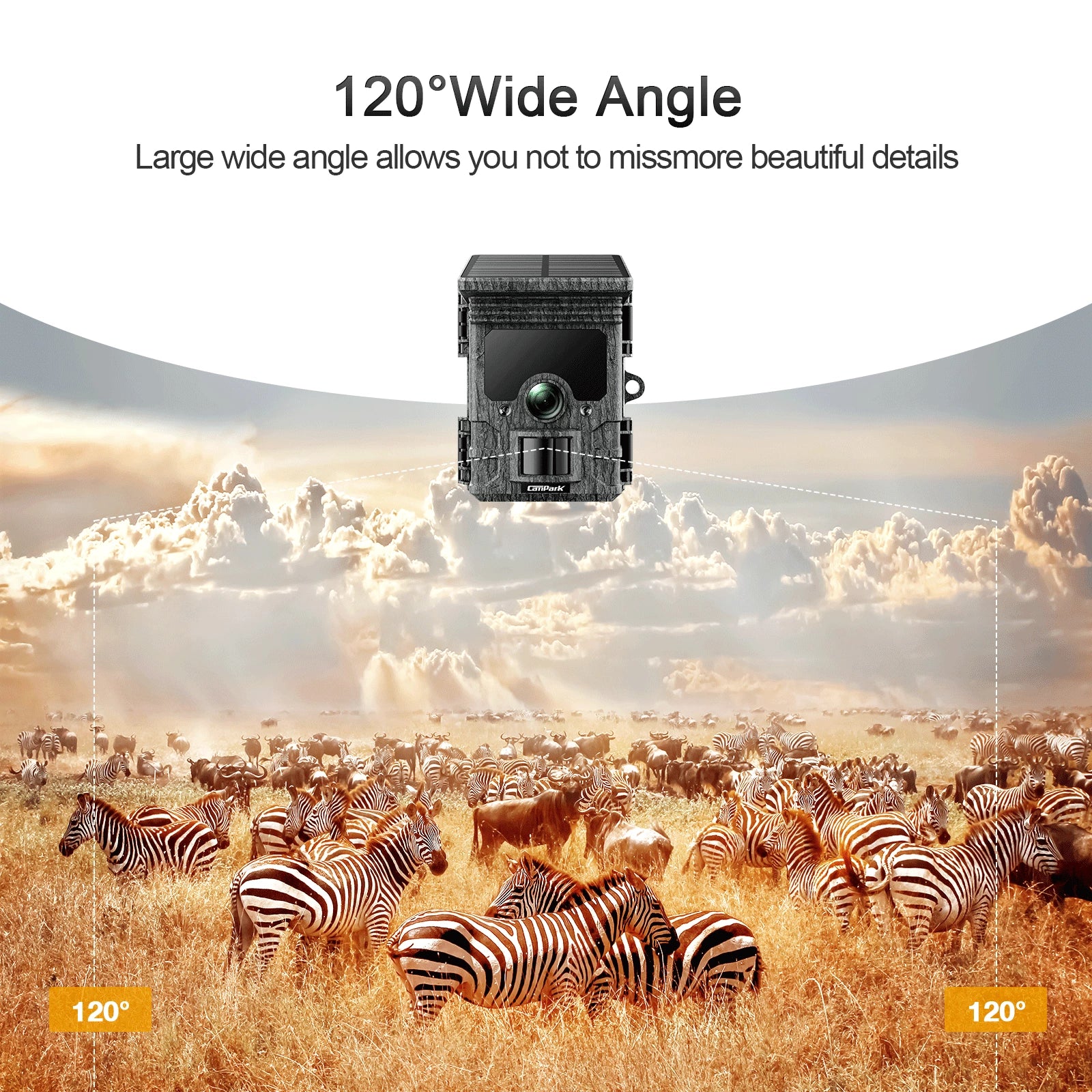 Solar Powered Trail Camera with SD Card Rechargeable 4400mAh 4K 48MP WiFi Night Vision Waterproof IP66 S454