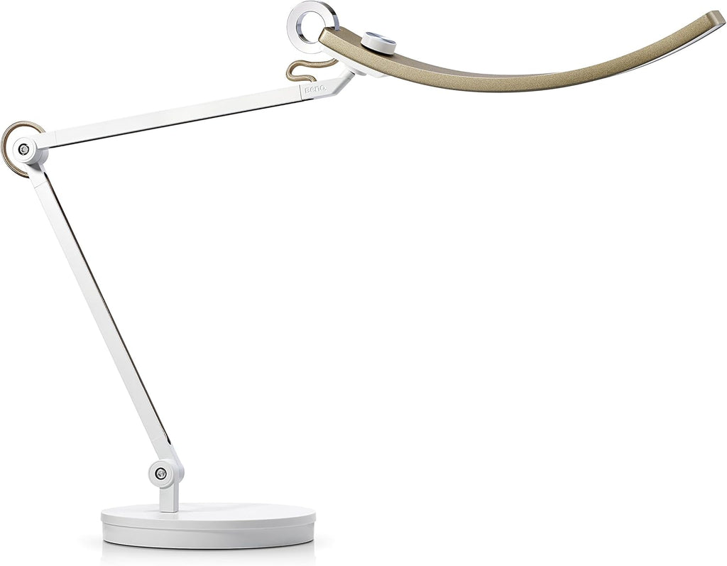 Silver LED Desk Lamp with Auto-Dimming, CRI 95, 35” Wide Illumination O90356