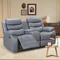 Grey Manual Double Recliner Sofa with Cup Holder L7630