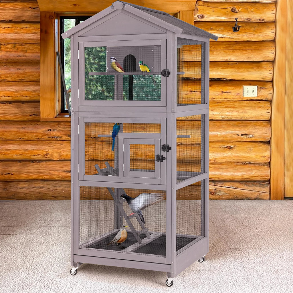 71'' Wooden Birdcage with Stand W36293