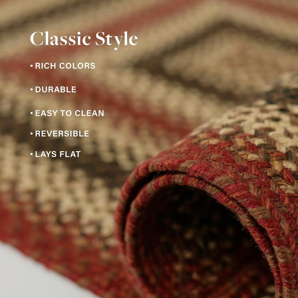 Red Braided Rugs 27x45 Oval K1293