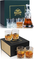 Whiskey Decanter Set With 4 Glasses, 9-Piece Crystal Decanter Set Y10344