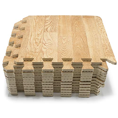 16 Tiles 16 Sq ft Gray Wood Foam Interlocking Floor Mats Y459