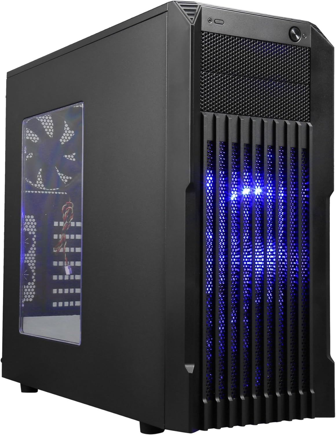 ATX Mid Tower Computer Case with Blue LED and 3 Case Fans O386