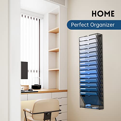 16 Tier Black Mesh Metal Wall File Organizer L6997