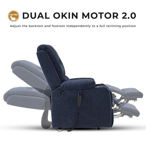 Large Power Lift Recliner Lay Flat Chair Dual Motor with Heat Massage Electric Recliner Chair Cup Holder (Brown, Faux Leather) J524