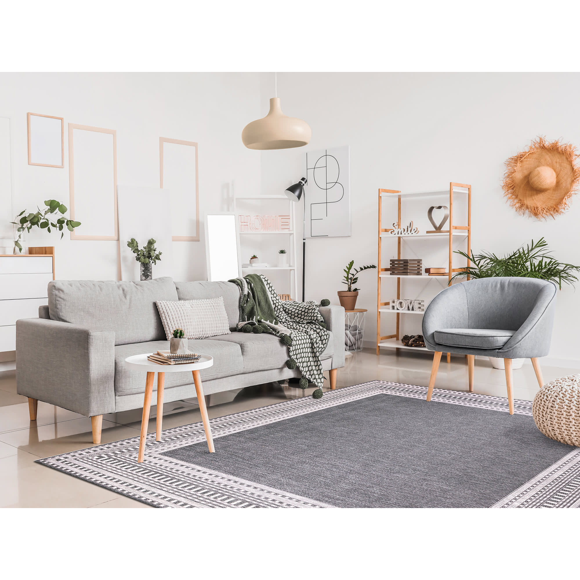 Malibu Etched Border Indoor Outdoor Area Rug