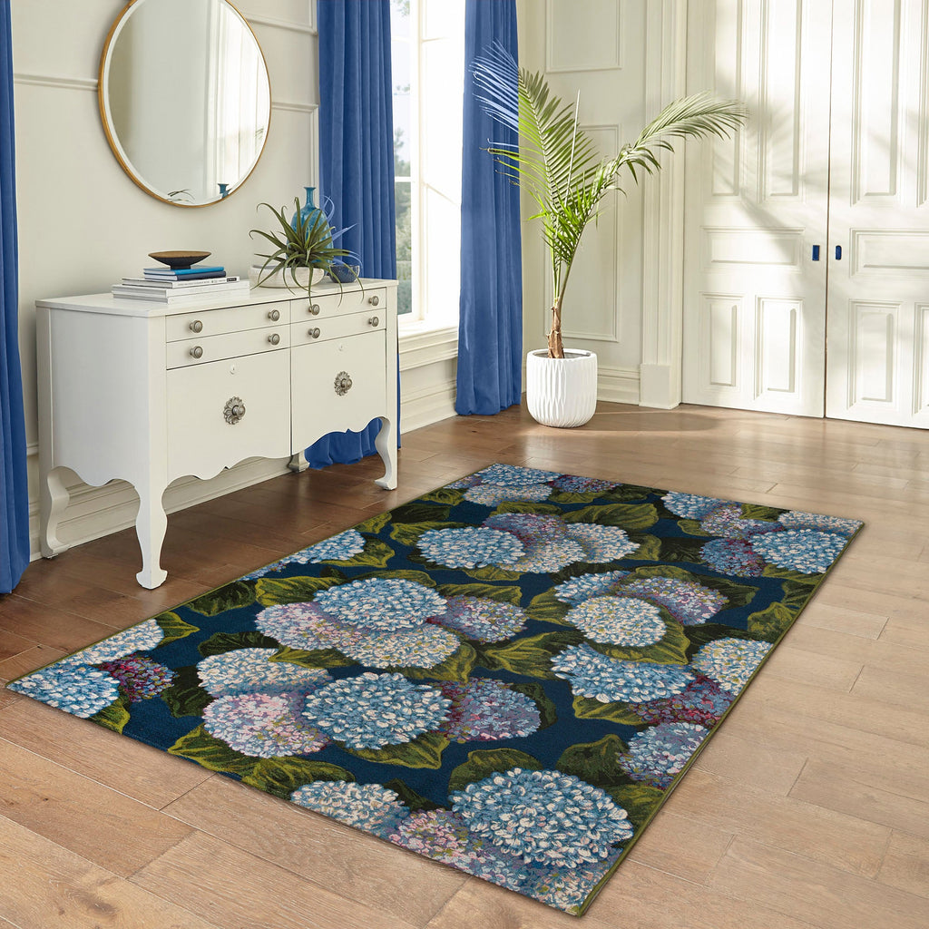 Marina Hydrangea Blooms Indoor Outdoor Area Rug