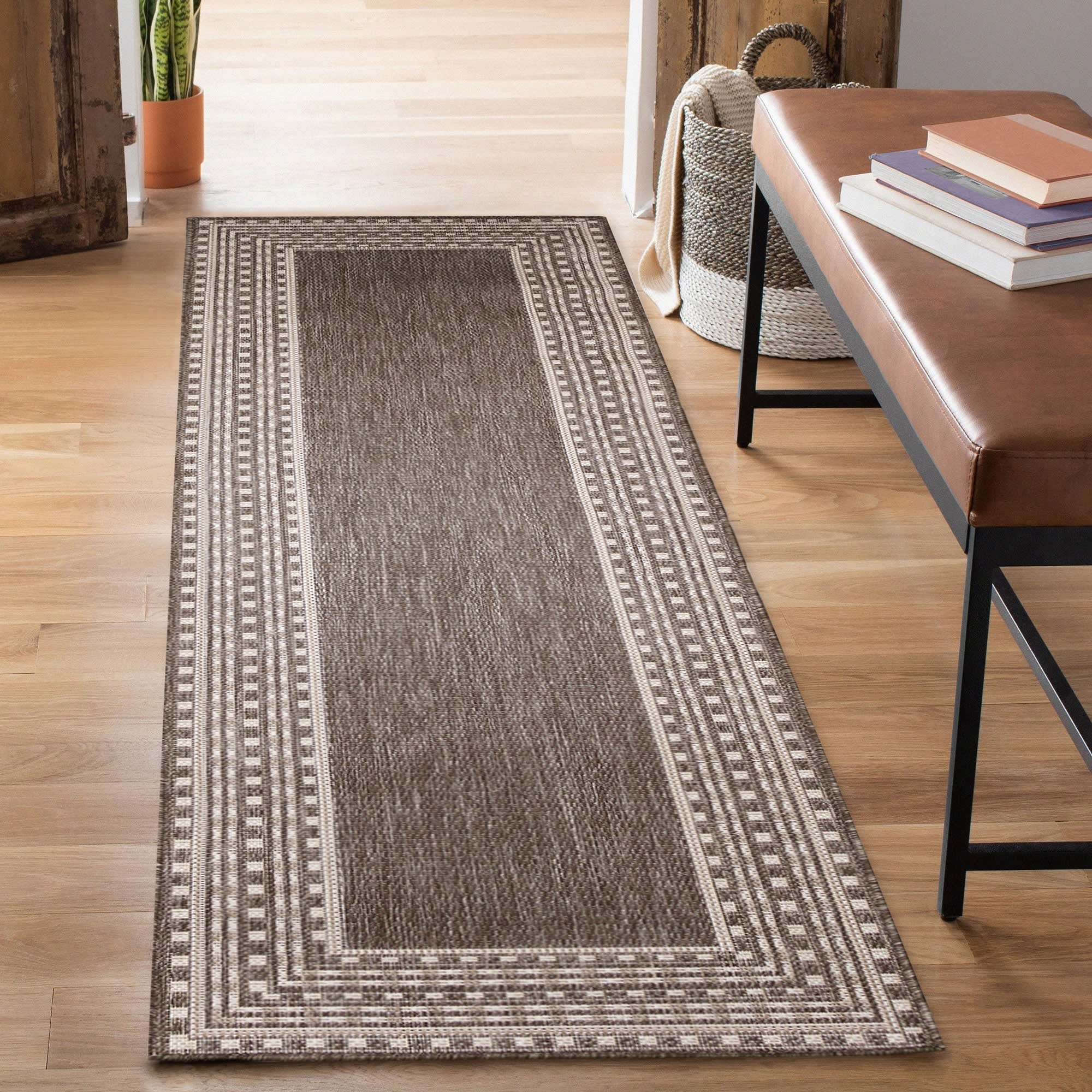 Malibu Etched Border Indoor Outdoor Area Rug