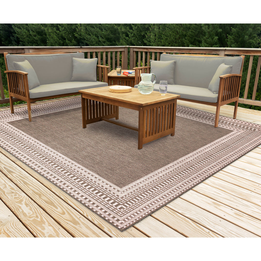 Malibu Etched Border Indoor Outdoor Area Rug