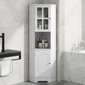 White Tall Corner Cabinet with Adjustable Shelves and Doors F123789