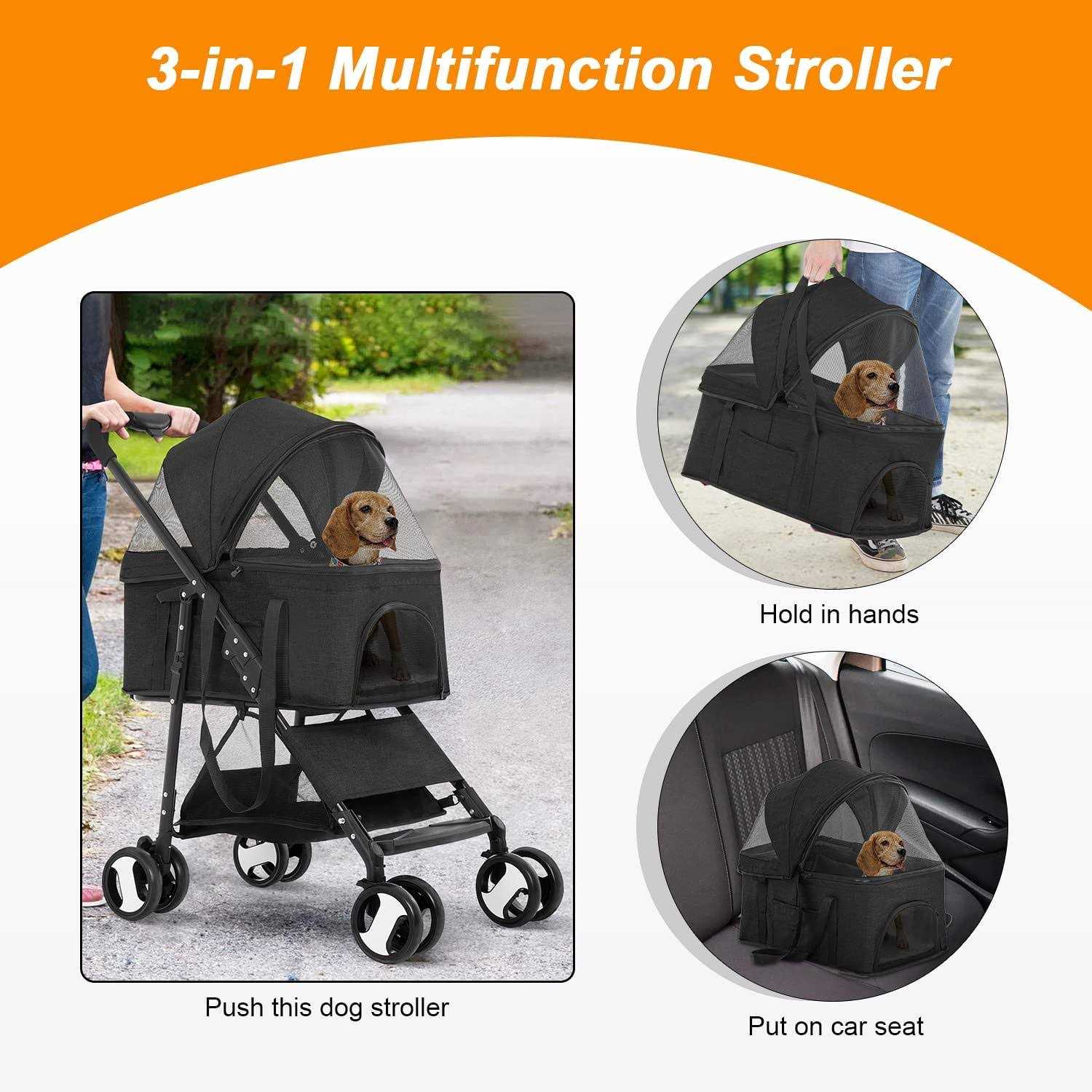 3-in-1 Pet Stroller with Detachable Carrier B82650