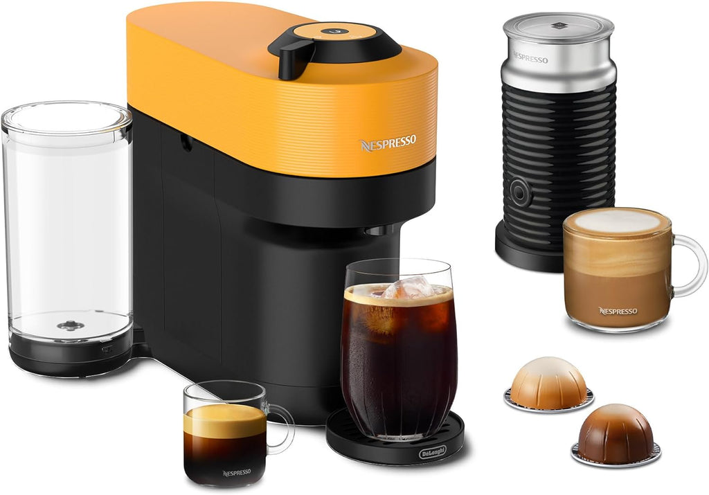 Mango Yellow Nespresso Machine with Aeroccino B672343