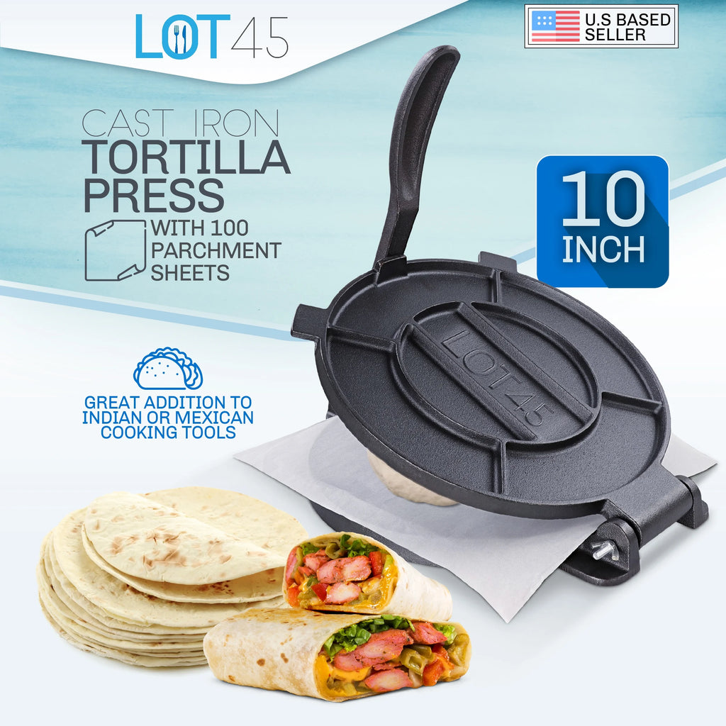 Cast Iron Tortilla Press with 100 Paper Sheets O86953