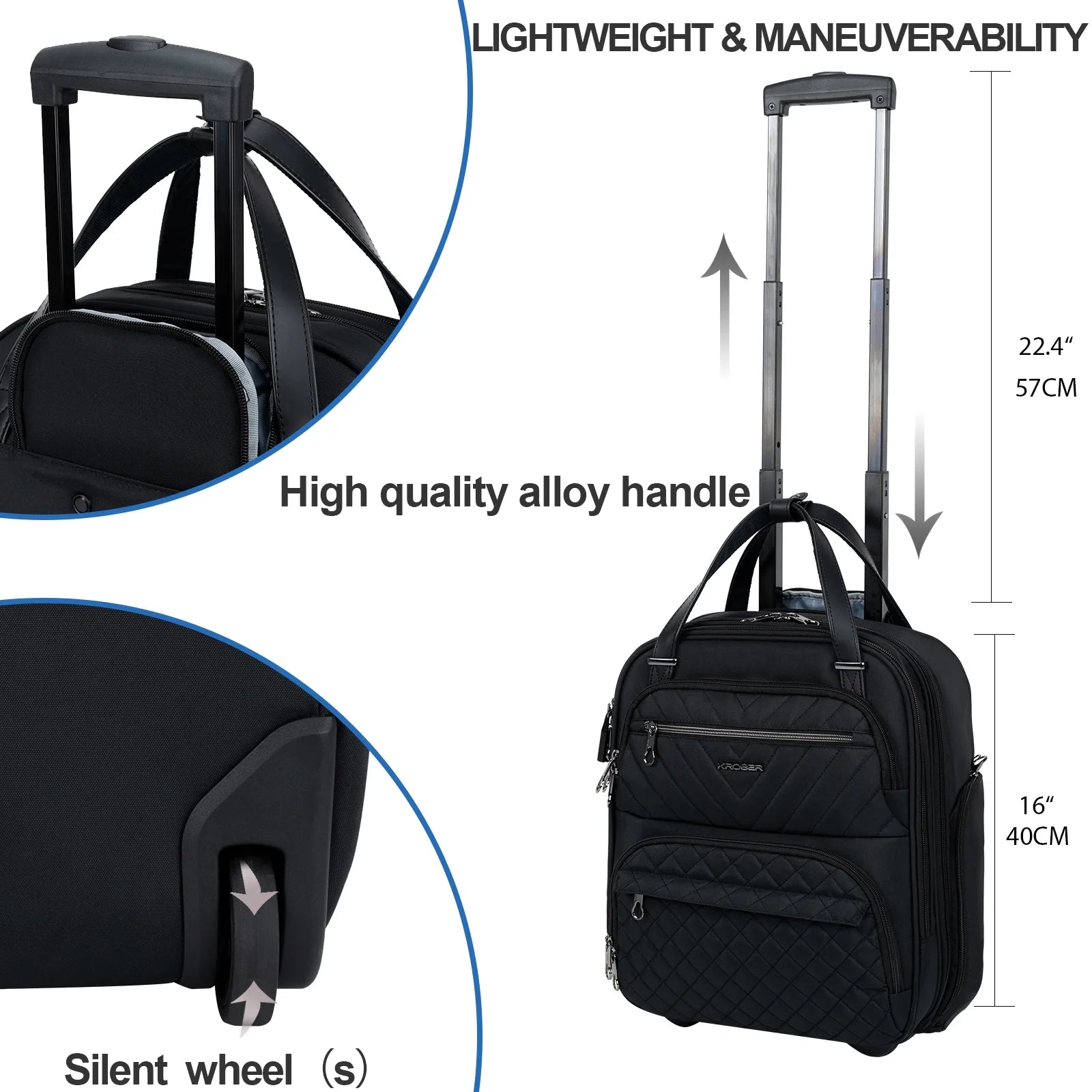 Black 16-inch Lightweight Carry On Suitcase M7662