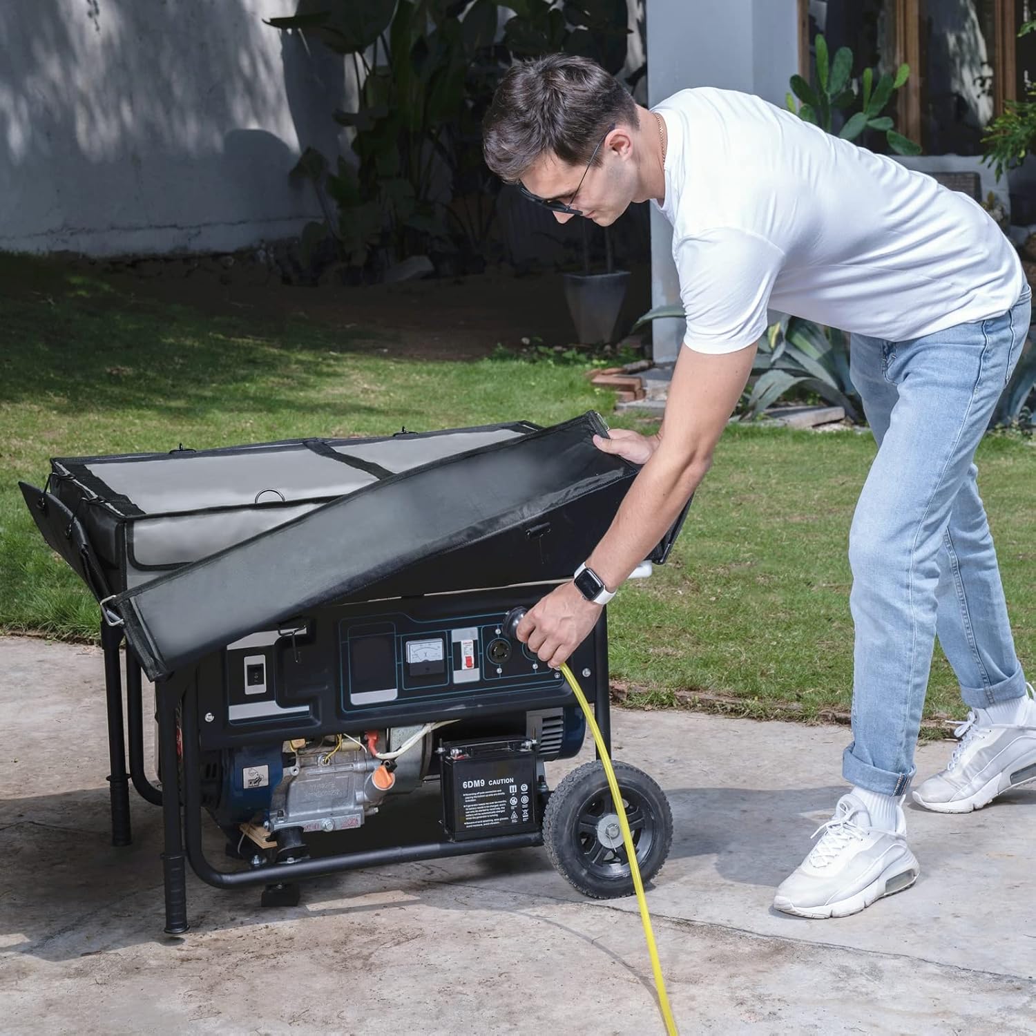 Gray Ultra Heavy Duty Tarpaulin Generator Tent Cover E834532