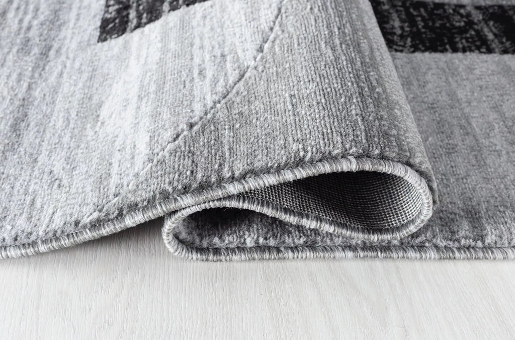 Grey Black White Abstract Area Rug H803
