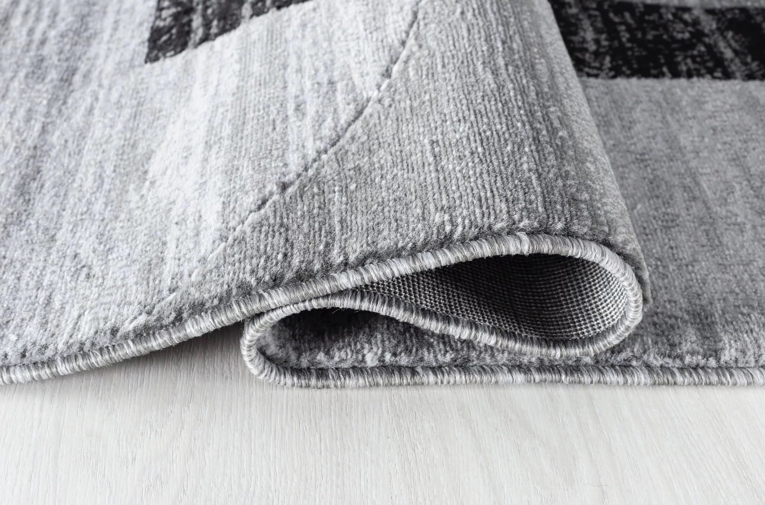 Grey Black White Abstract Area Rug H803