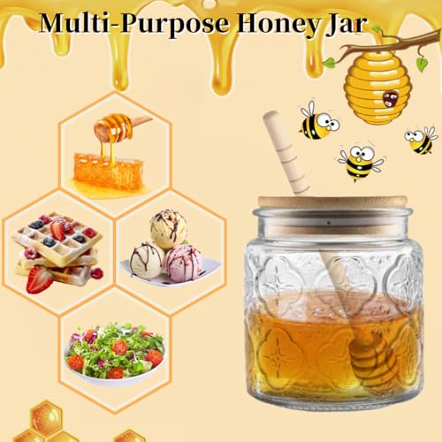 Airtight Glass Honey Jar with Wooden Lid, 17oz W1784