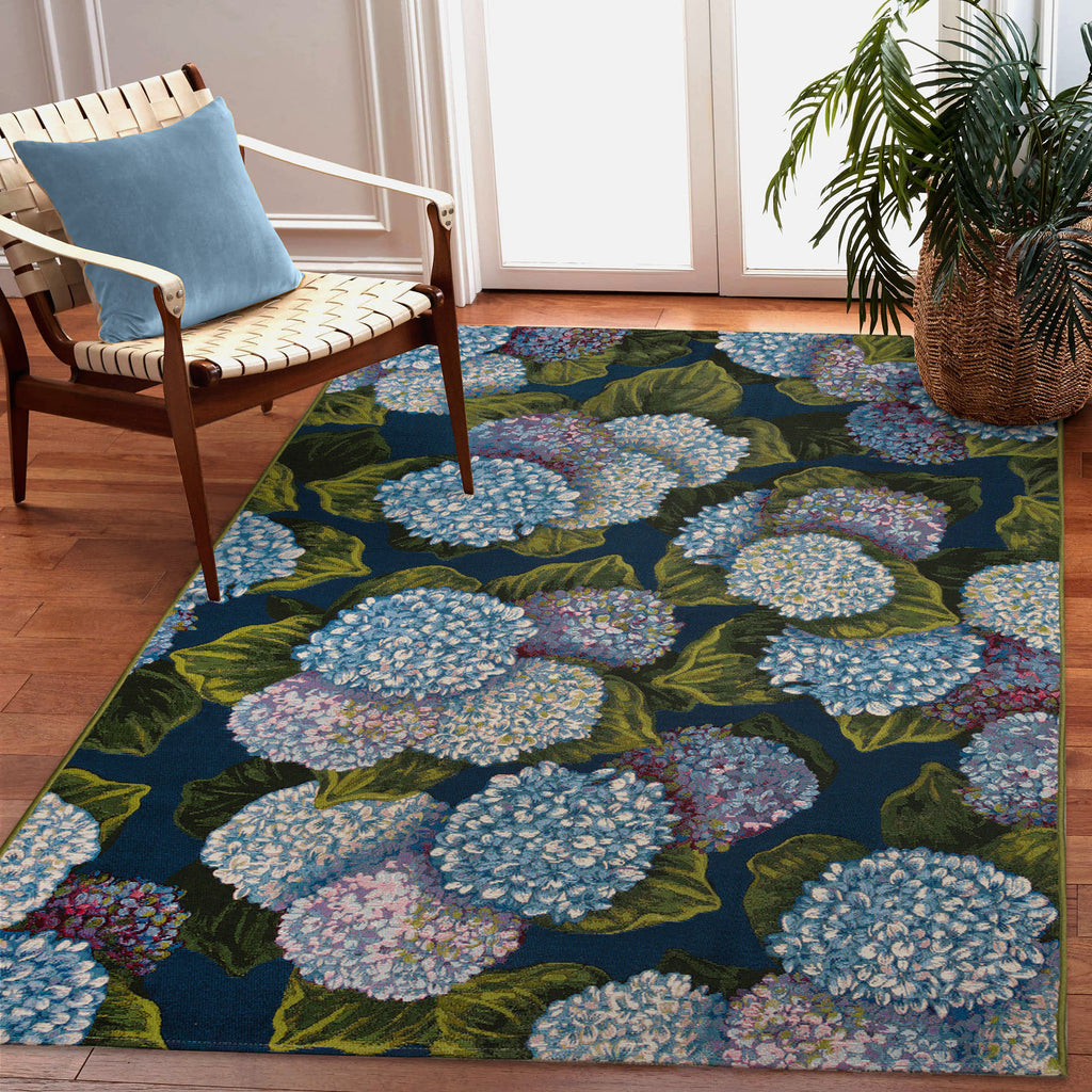 Marina Hydrangea Blooms Indoor Outdoor Area Rug