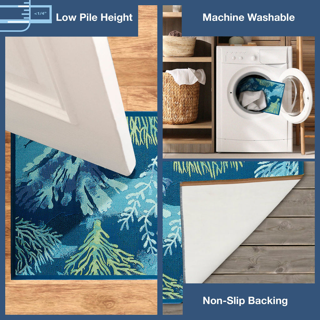 Esencia Coral Garden Indoor Outdoor Mat with Non-Skid Backing