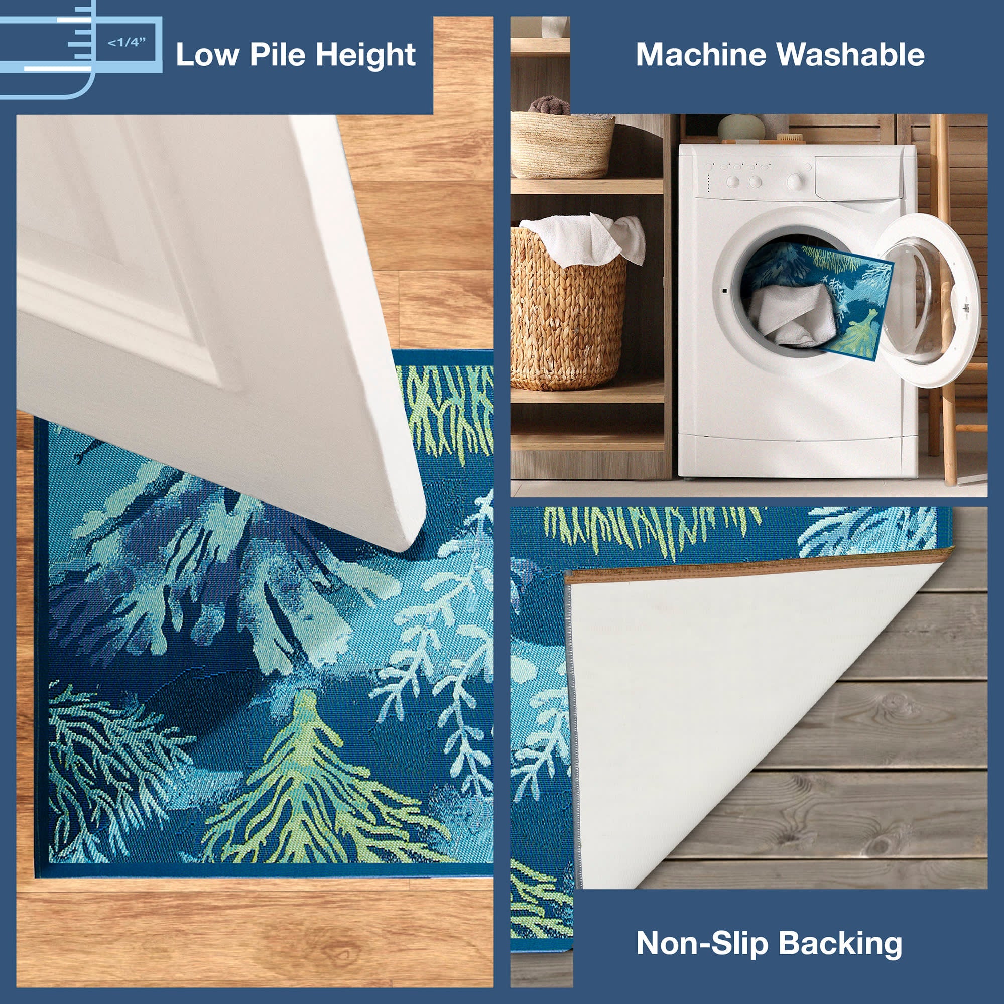 Esencia Coral Garden Indoor Outdoor Mat with Non-Skid Backing
