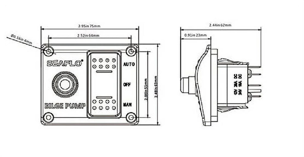3-Way Bilge Pump Switch Panel 12v 24v with Fuse Holder T5932