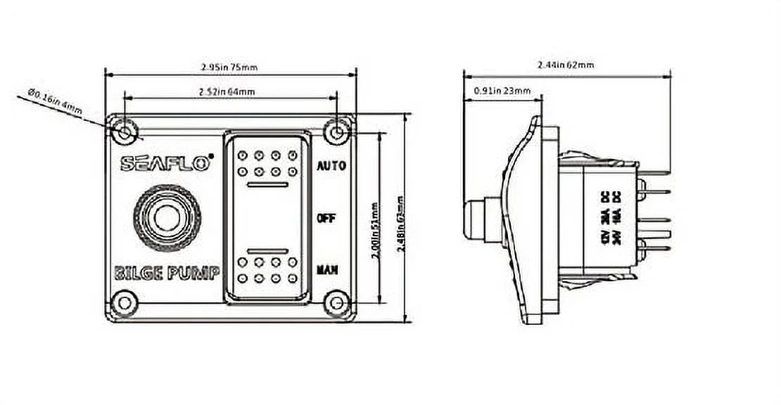 3-Way Bilge Pump Switch Panel 12v 24v with Fuse Holder T5932