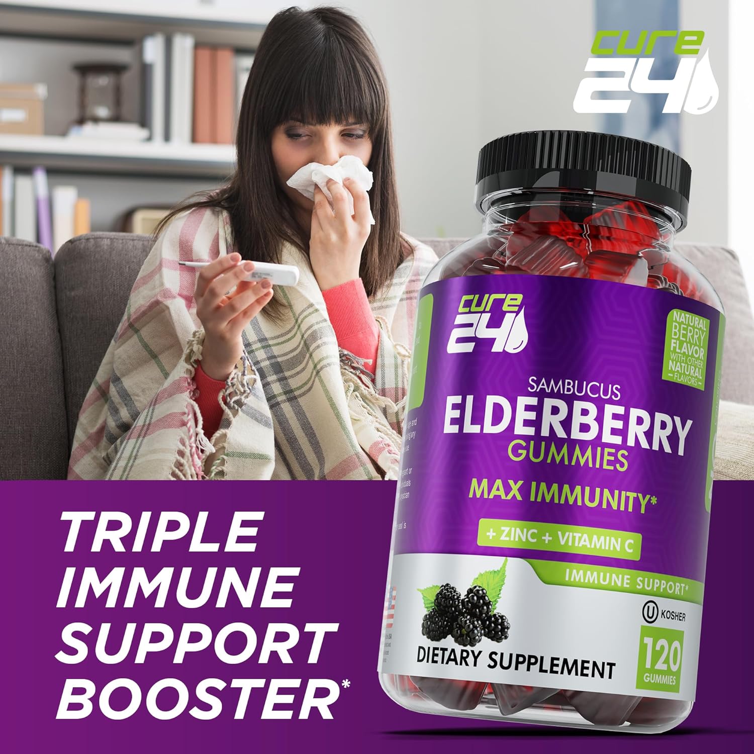 Elderberry Gummies with Vitamin C and Zinc 120 Count B555900