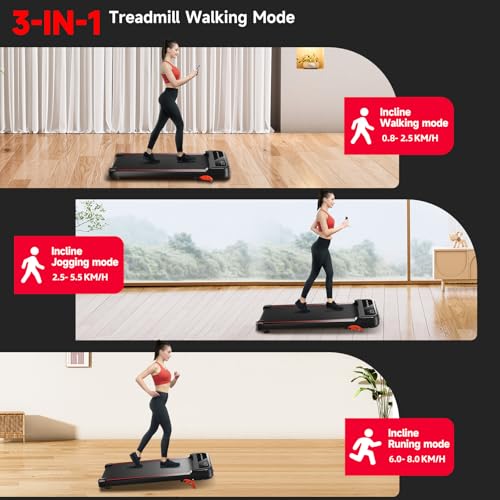 Walking Pad Treadmill with Incline, Under Desk Treadmill, Portable Treadmill with Remote Control, Compact Treadmill X995