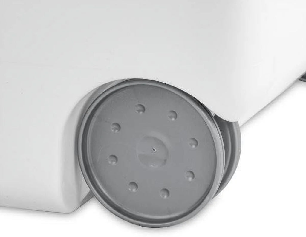White Wheeled Laundry Hamper with Retractable Handle and Lid Z16409