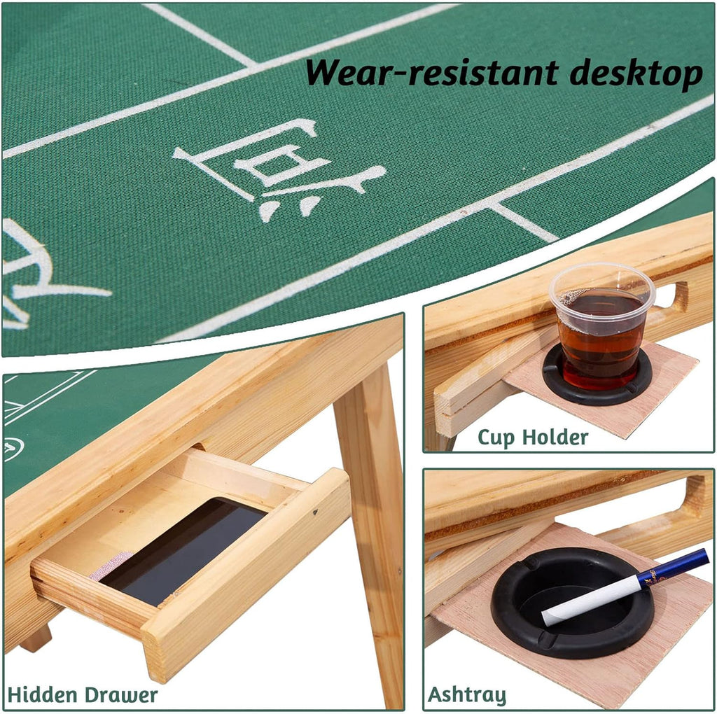 Folding Card Table with Plush Top and 4 Drawer K1170