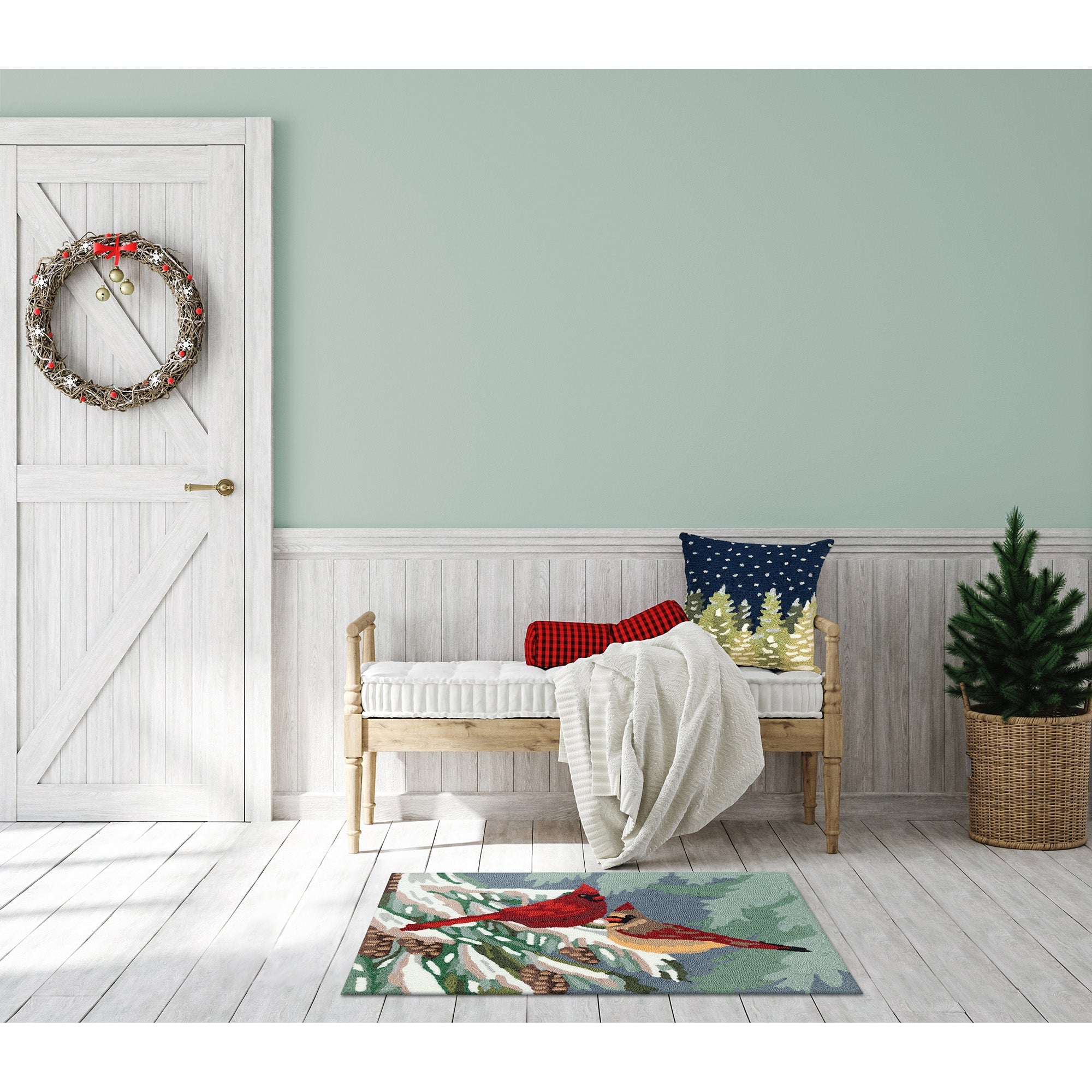 Frontporch Cardinal Christmas Day Indoor Outdoor Mat