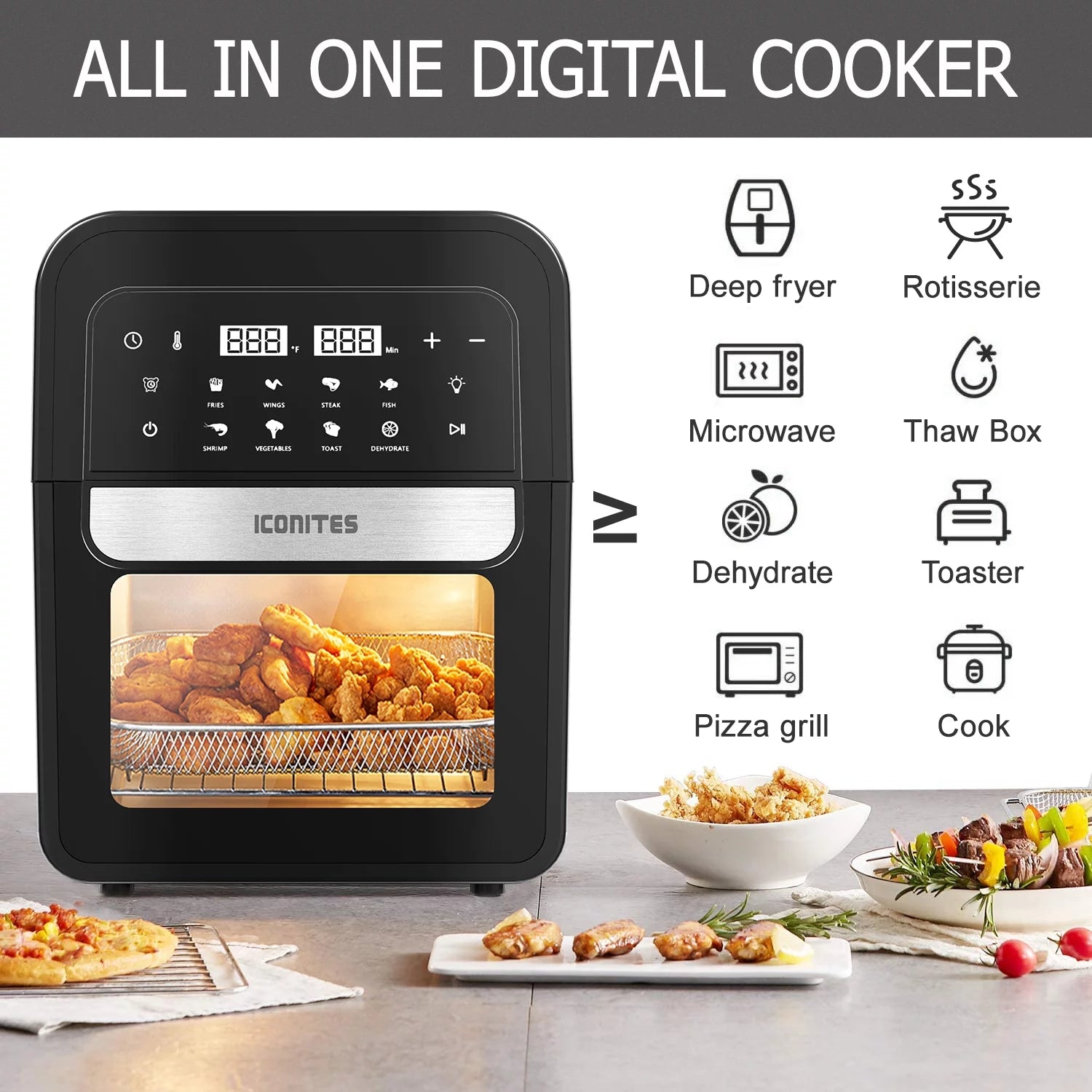 8-in-1 6.5 Quart Air Fryer Oven with Digital Touch-Screen Z5446