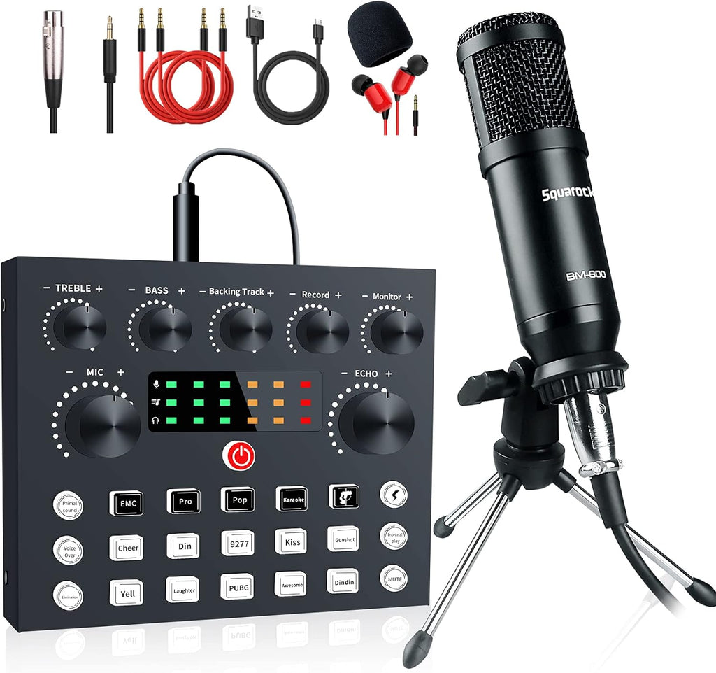 Audio Interface with DJ Mixer and Studio Broadcast Microphone Pack of 2 S2711