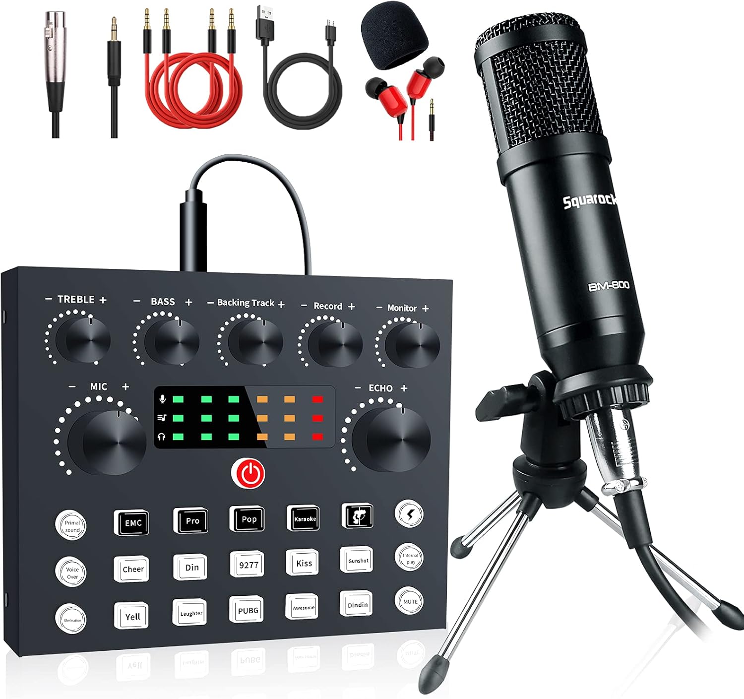 Audio Interface with DJ Mixer and Studio Broadcast Microphone Pack of 2 S2711