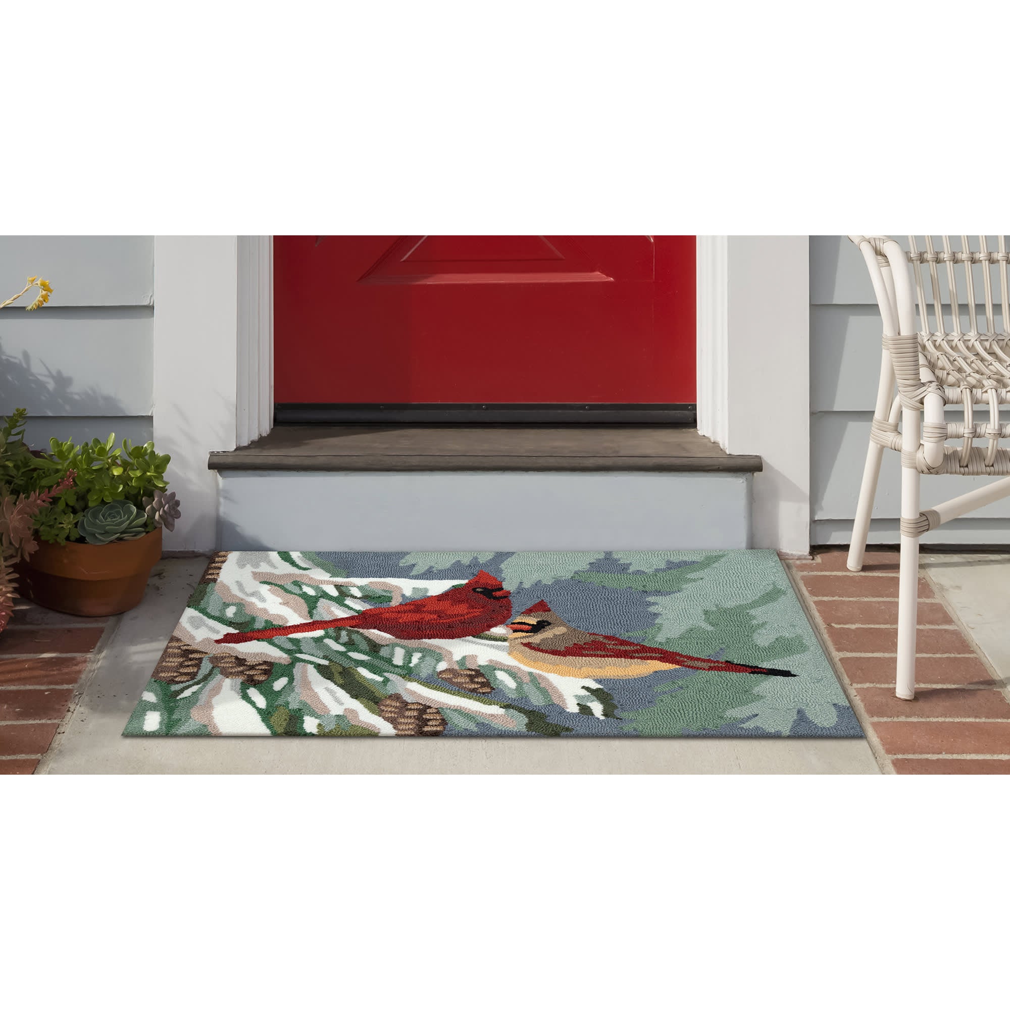 Frontporch Cardinal Christmas Day Indoor Outdoor Mat