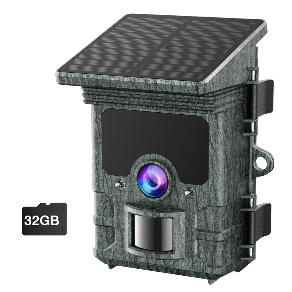 Solar Powered Trail Camera with SD Card Rechargeable 4400mAh 4K 48MP WiFi Night Vision Waterproof IP66 S454