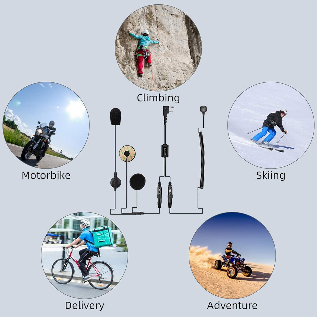 Open/Full Face Helmet Walkie Talkie Headset with Mic, 1 Pack G189