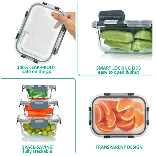 24 Pieces Glass Food Storage Containers Set with Lids A604906