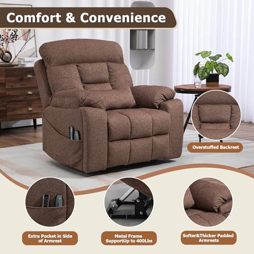 Oversized Power Lift Recliner Chair with Heat and Massage T455