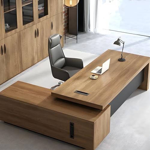 Rustic L Shape Engineered Wood Executive Desk 63" L x 31.5" W x 29.5" H Z252634