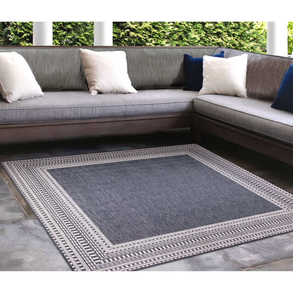 Malibu Etched Border Indoor Outdoor Area Rug