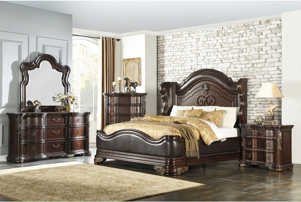 Cherry Finish Nightstand of 3 Drawers J3984