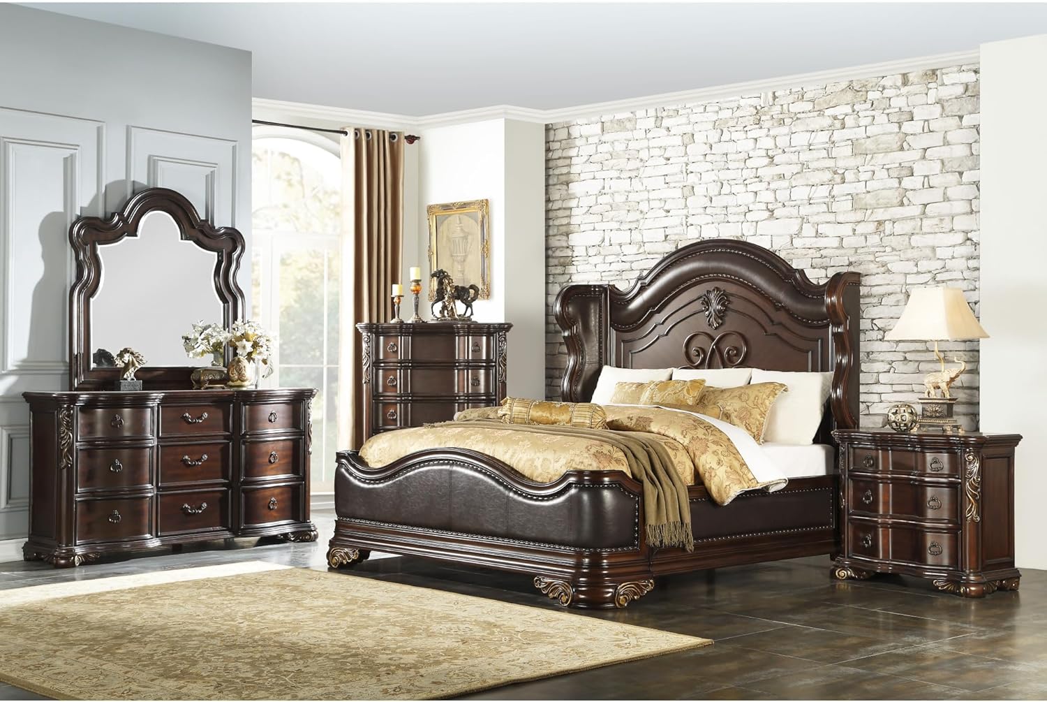 Cherry Finish Nightstand of 3 Drawers J3984