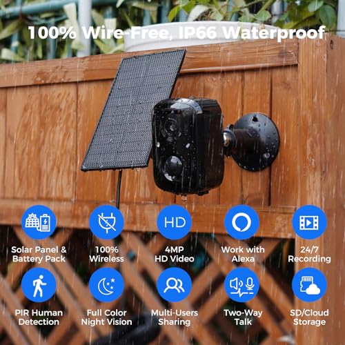 Solar Security Cameras Wireless Outdoor 2 Pack, 3K 4MP Battery Powered X15035